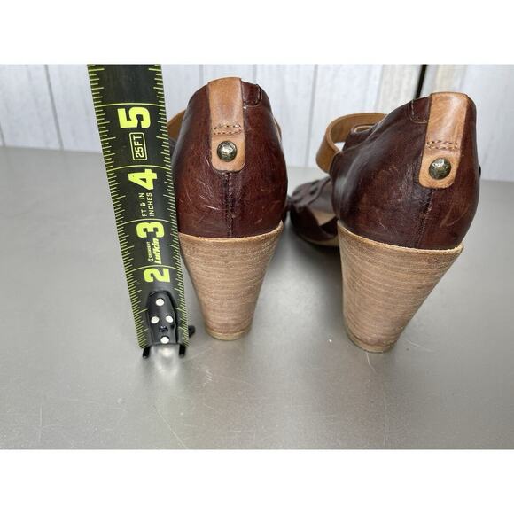 Coque Terra Anthropologie Heels EU 37 US 6.5 Brown Leather Studded Distressed - Picture 6 of 7